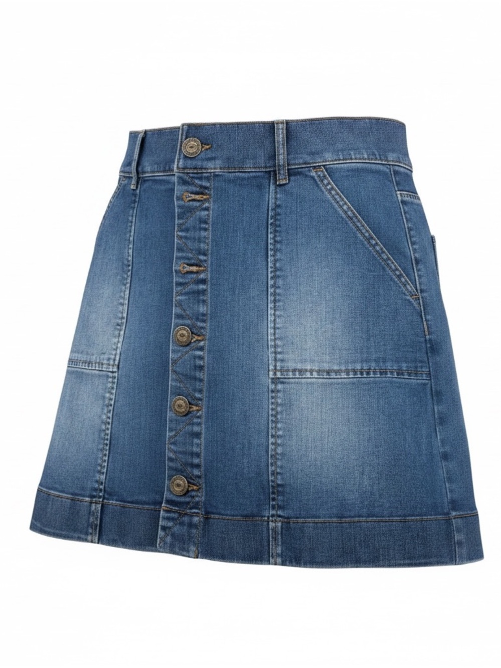 LOFT Denim Button-Front A-Line Jean Skirt - Blue size 29